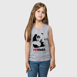 Майка детская хлопок I love panda, цвет: меланж — фото 2