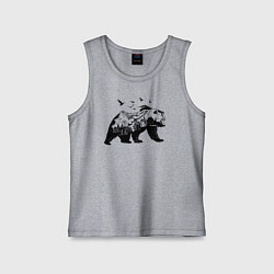 Майка детская хлопок Силуэт тайги в медведе, цвет: меланж