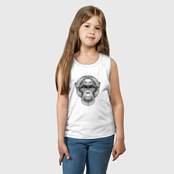 Майка детская хлопок Шимпанзе голова, цвет: белый — фото 2
