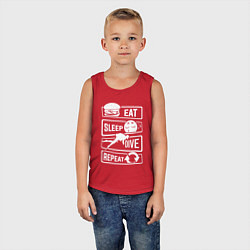 Майка детская хлопок Еда сон дайвинг, цвет: красный — фото 2