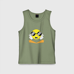 Майка детская хлопок Смайлик в очках, цвет: авокадо