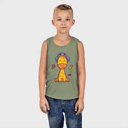 Майка детская хлопок Музыкальный жирафик, цвет: авокадо — фото 2