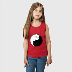 Майка детская хлопок Кошачий ин янь, цвет: красный — фото 2