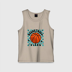 Майка детская хлопок Basketball vibes, цвет: миндальный