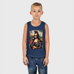 Майка детская хлопок Mona Lisa - punk, цвет: тёмно-синий — фото 2