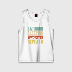 Майка детская хлопок Eat sleep Palworld rpeat, цвет: белый