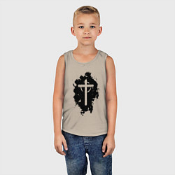 Майка детская хлопок Крест католический графика, цвет: миндальный — фото 2