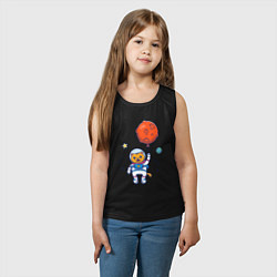 Майка детская хлопок Котик с космическим шариком, цвет: черный — фото 2