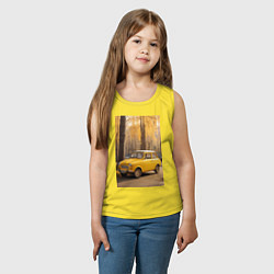 Майка детская хлопок Желтый ретро автомобиль, цвет: желтый — фото 2