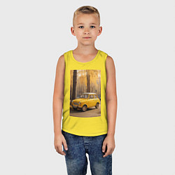 Майка детская хлопок Желтый ретро автомобиль, цвет: желтый — фото 2