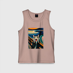 Майка детская хлопок Крик кота - пародия нейросети, цвет: пыльно-розовый