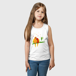 Майка детская хлопок Пара влюбленных попугаев на ветке, цвет: белый — фото 2