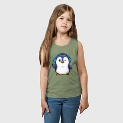 Майка детская хлопок Привет от пингвина, цвет: авокадо — фото 2