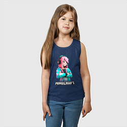 Майка детская хлопок Minecraft девушка с розовыми волосами, цвет: тёмно-синий — фото 2