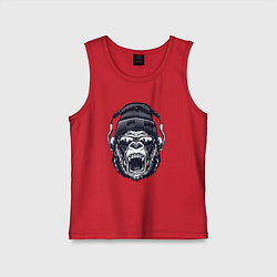 Майка детская хлопок Music gorilla, цвет: красный