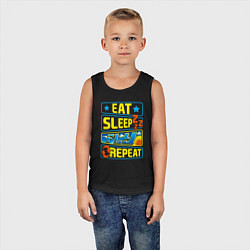 Майка детская хлопок Eat sleep fly, цвет: черный — фото 2