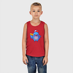 Майка детская хлопок Птичка бейсболист, цвет: красный — фото 2