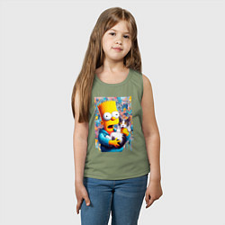 Майка детская хлопок Bart Simpson with a kitten - ai art, цвет: авокадо — фото 2