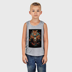 Майка детская хлопок Муай Тай тигр в стойке, цвет: меланж — фото 2