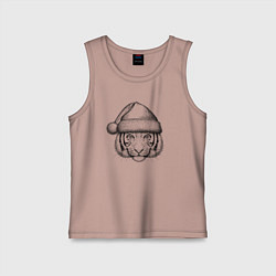 Майка детская хлопок Голова новогоднего тигра, цвет: пыльно-розовый