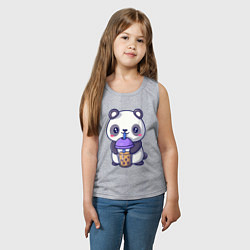 Майка детская хлопок Panda drink, цвет: меланж — фото 2