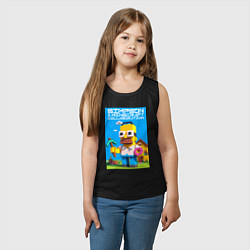 Майка детская хлопок Homer Simpson and Minecraft - collaboration ai art, цвет: черный — фото 2