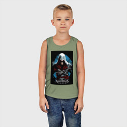 Майка детская хлопок Assassins creed строгий костюм, цвет: авокадо — фото 2