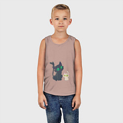 Майка детская хлопок Судзумэ закрывающая двери Дайдзин кот, цвет: пыльно-розовый — фото 2