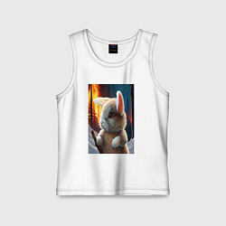 Майка детская хлопок Заяц в огненном лесу, цвет: белый