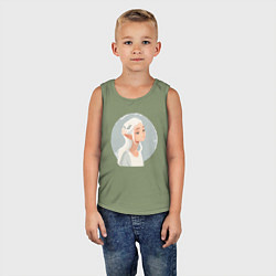 Майка детская хлопок Эльфийка Задумчивая, цвет: авокадо — фото 2