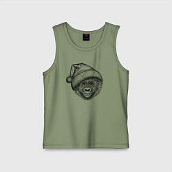 Майка детская хлопок Новогодний детеныш гориллы, цвет: авокадо