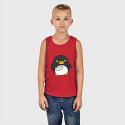 Майка детская хлопок Линукс пингвин, цвет: красный — фото 2