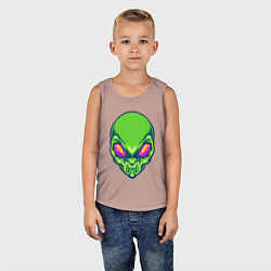 Майка детская хлопок Голова зелёного пришельца, цвет: пыльно-розовый — фото 2