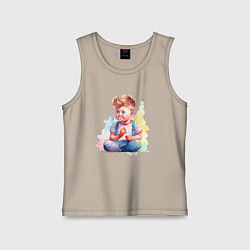 Майка детская хлопок Ребенок с конфетой, цвет: миндальный