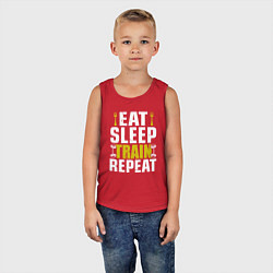 Майка детская хлопок Eat sleep train, цвет: красный — фото 2