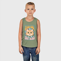 Майка детская хлопок Винтажный рыжий кот пацифист, цвет: авокадо — фото 2