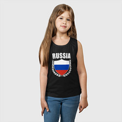 Майка детская хлопок Russian flag, цвет: черный — фото 2