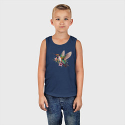 Майка детская хлопок Колибри на цветке, цвет: тёмно-синий — фото 2