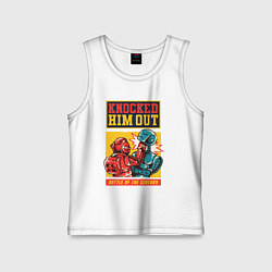 Майка детская хлопок Битва ретро роботов, цвет: белый