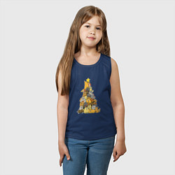 Майка детская хлопок Новогодняя ёлка из котиков, цвет: тёмно-синий — фото 2