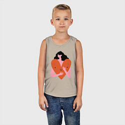 Майка детская хлопок Heart girl, цвет: миндальный — фото 2