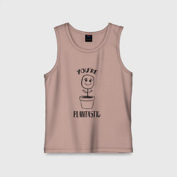 Майка детская хлопок YOURE PLANTASTIC, цвет: пыльно-розовый