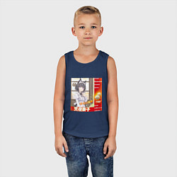 Майка детская хлопок Кошка жена аниме мем, цвет: тёмно-синий — фото 2