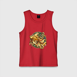 Майка детская хлопок Золотая рыбка исполняет желания, цвет: красный