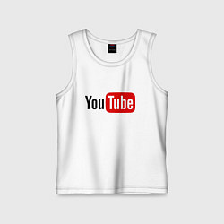 Майка детская хлопок You tube logo, цвет: белый