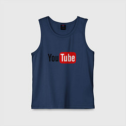 Майка детская хлопок You tube logo, цвет: тёмно-синий