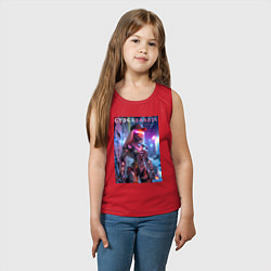 Майка детская хлопок Cyber Barbie - neon glow fantasy, цвет: красный — фото 2