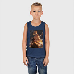 Майка детская хлопок Клинок, рассекающий демонов Дзэнъицу Агацума молни, цвет: тёмно-синий — фото 2