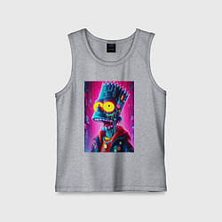 Майка детская хлопок Cyber Bart Simpson - neon glow ai art, цвет: меланж