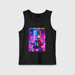 Майка детская хлопок Cyber Bart in metropolis - neon glow, цвет: черный
